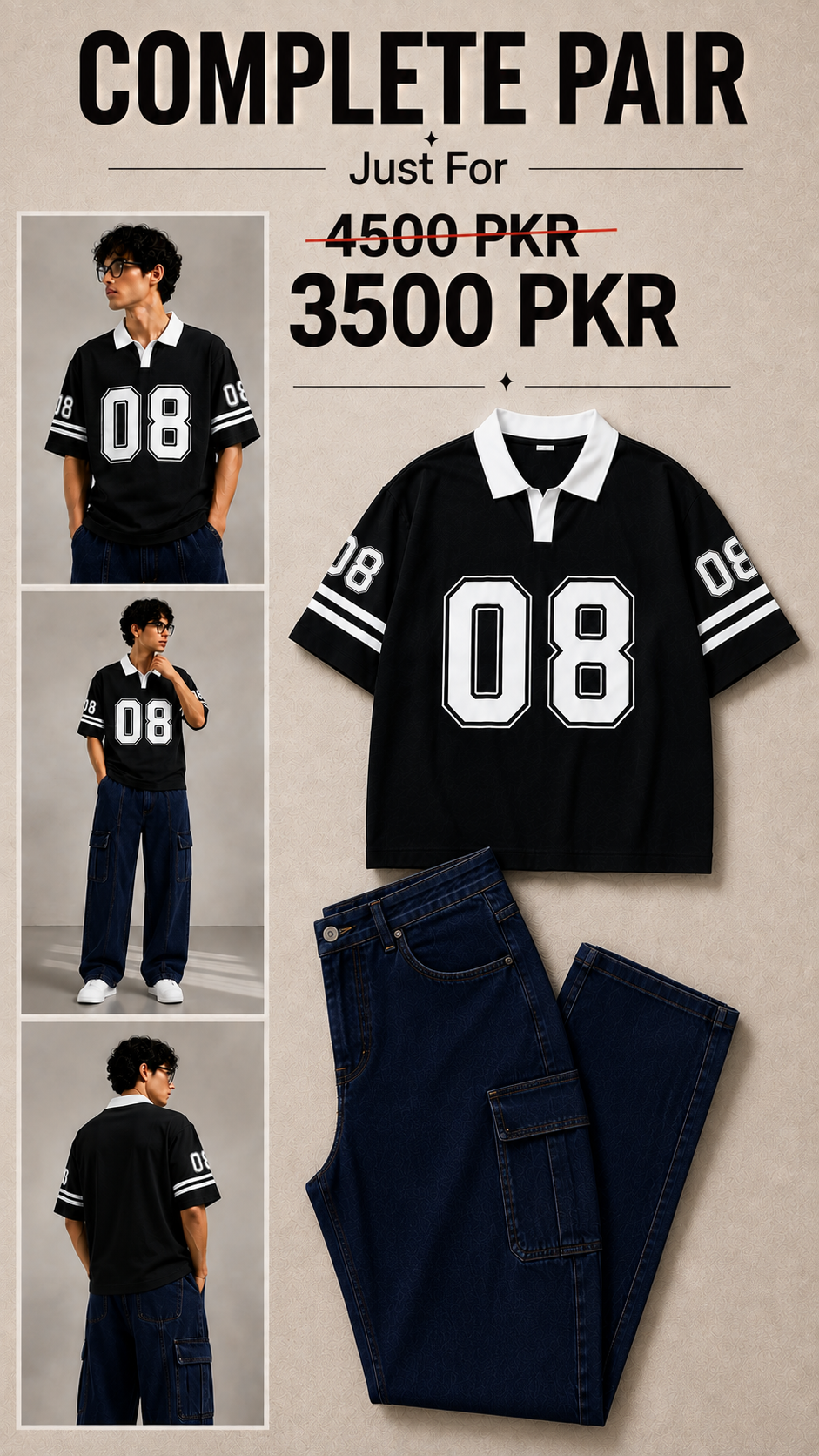 Pack Of 2 Baggy Jeans and Drop Shoulder Shirt