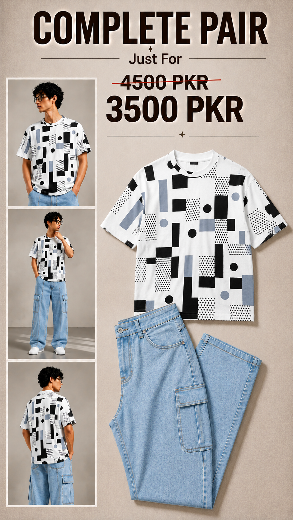 Pack Of 2 Baggy Jeans and Shirt