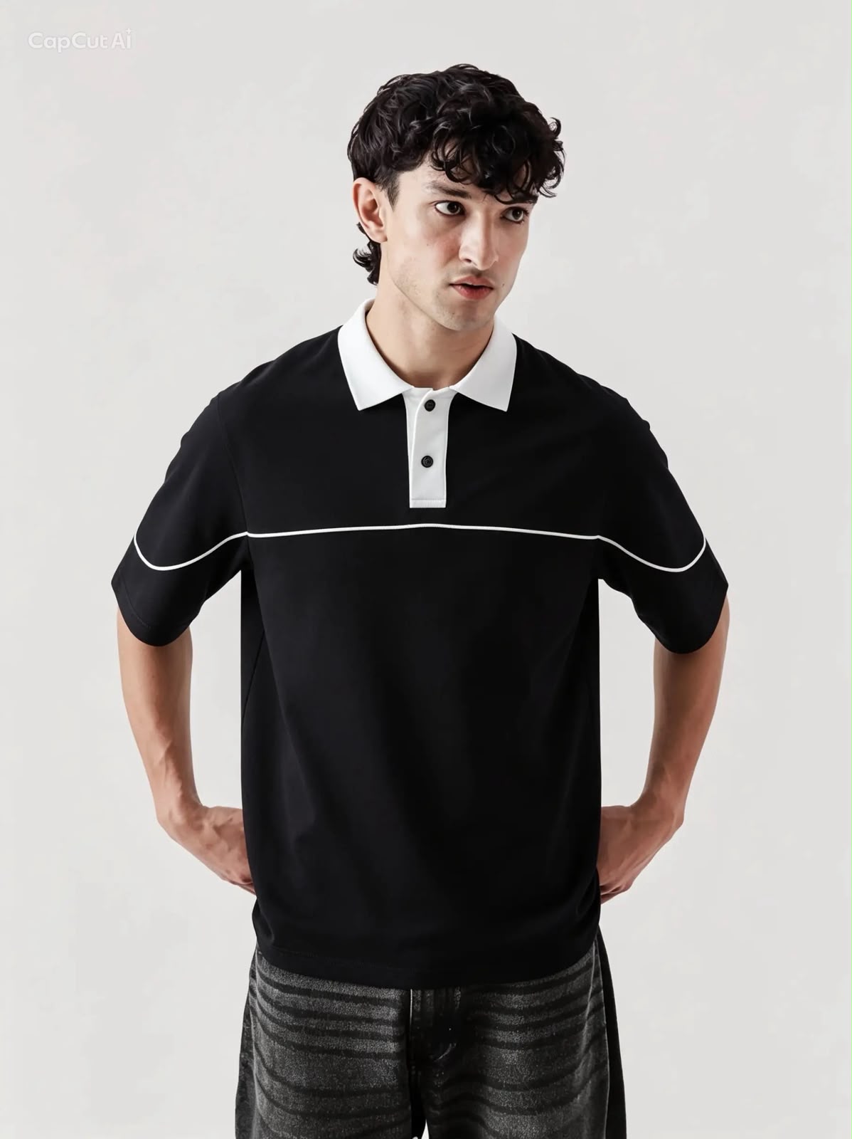 Monarch Polo — Black & White Contrast Collar