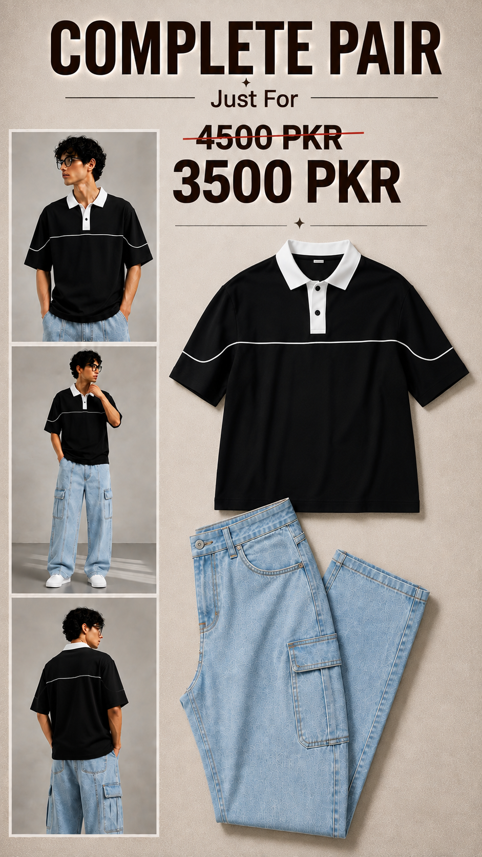 Pack Of 2 Baggy Jeans and Shirt