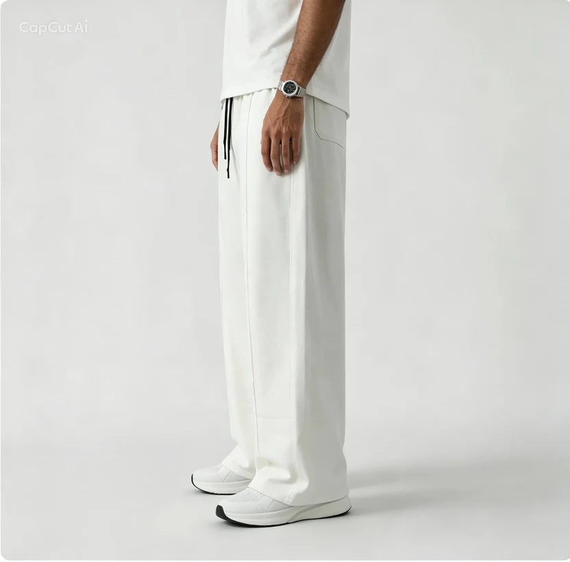 Premium Pure Cotton Baggy Off-White Trouser