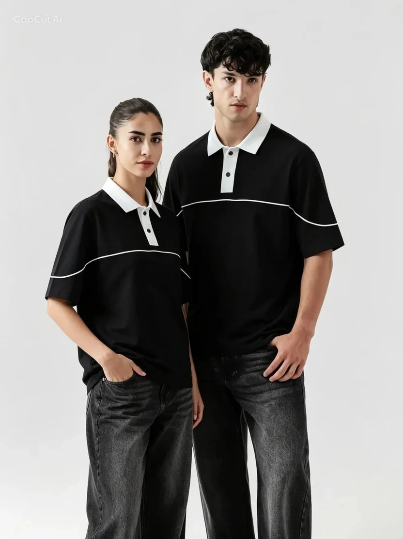 Monarch Polo — Black & White Contrast Collar